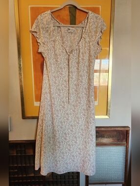 Faded Glory Pink and Cream Floral Midi Dress